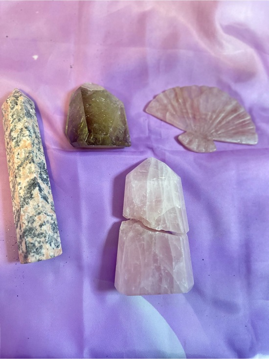 Other - 4 Piece Repaired / Broken Crystals Bundle: Rose Quartz Citrine Jasper